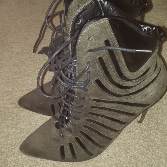 Army Green Stiletto Boots - Picture 5 of 8